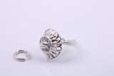 Cat in Basket Charm, Made from Solid Cast Silver, Complete with Attachment Link