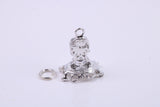 Mantle Clock Charm, Made from Solid Cast Silver, Complete with Attachment Link