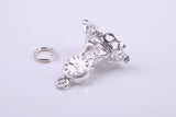 Mantle Clock Charm, Made from Solid Cast Silver, Complete with Attachment Link