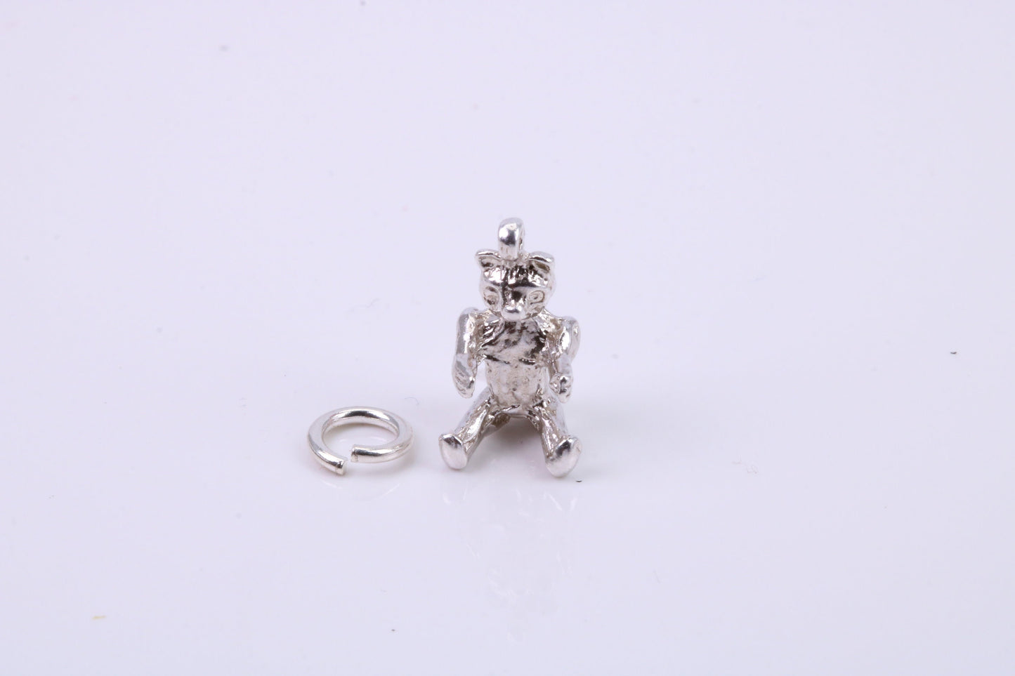 Teddy Bear Charm, Traditional Charm, Made from Solid 925 Grade Sterling Silver, Complete with Attachment Link