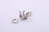Teddy Bear Charm, Made from Solid Cast Silver, Complete with Attachment Link