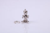 Teddy Bear Charm, Made from Solid Cast Silver, Complete with Attachment Link