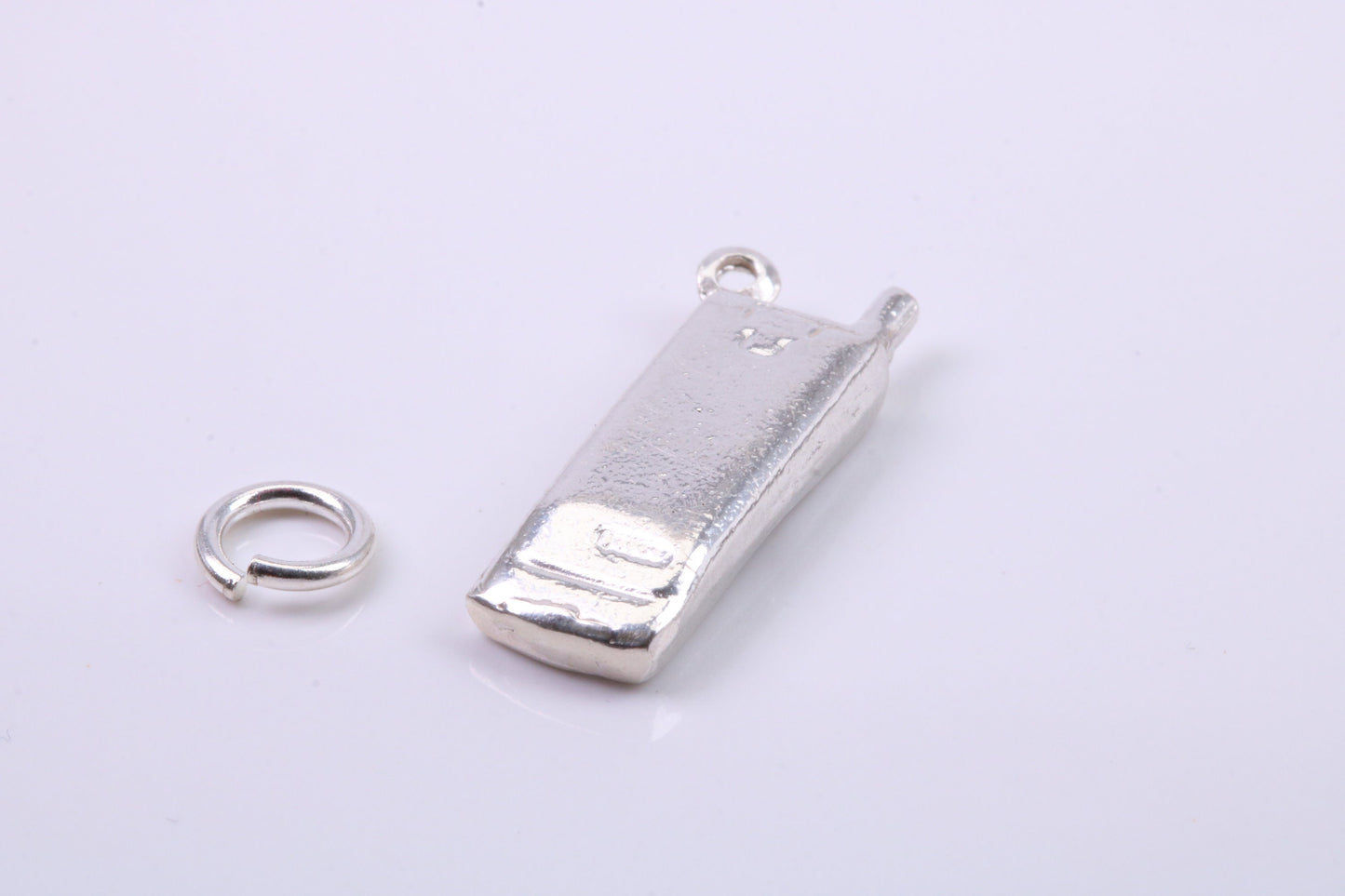 Cell Phone Charm, Traditional Charm, Made from Solid 925 Grade Sterling Silver, Complete with Attachment Link