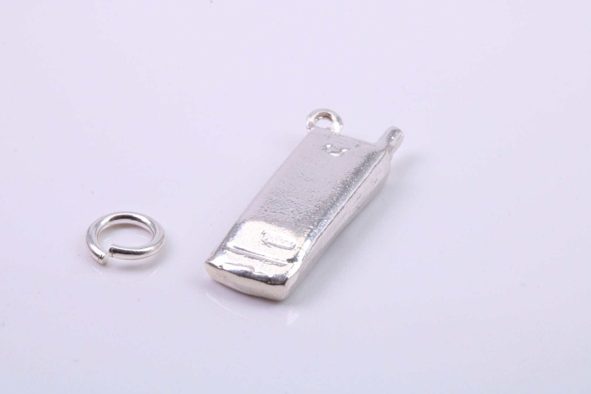 Cell Phone Charm, Traditional Charm, Made from Solid 925 Grade Sterling Silver, Complete with Attachment Link