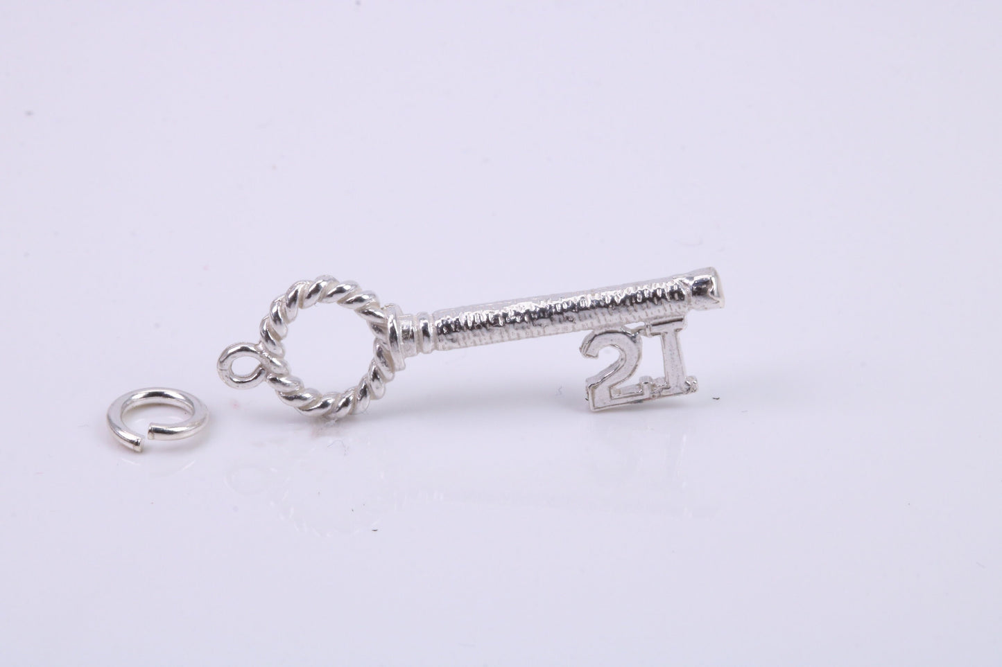 21st Birthday Key Charm, Traditional Charm, Made from Solid 925 Grade Sterling Silver, Complete with Attachment Link