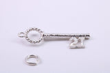 21st Birthday Key Charm, Made from Solid Cast Silver, Complete with Attachment Link