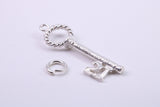 21st Birthday Key Charm, Made from Solid Cast Silver, Complete with Attachment Link