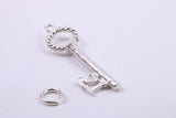 21st Birthday Key Charm, Made from Solid Cast Silver, Complete with Attachment Link