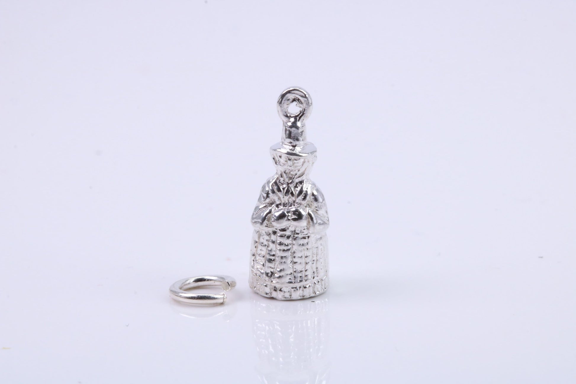 Victorian Lady Charm, Traditional Charm, Made from Solid 925 Grade Sterling Silver, Complete with Attachment Link