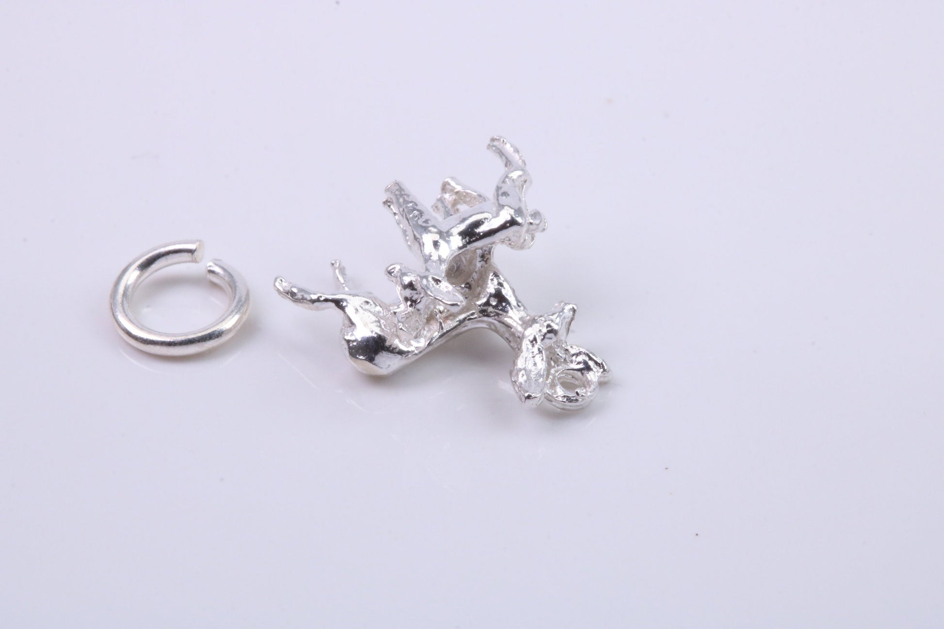 Deer and Fawn Charm, Traditional Charm, Made from Solid 925 Grade Sterling Silver, Complete with Attachment Link