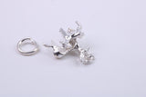 Deer and Fawn Charm, Traditional Charm, Made from Solid 925 Grade Sterling Silver, Complete with Attachment Link