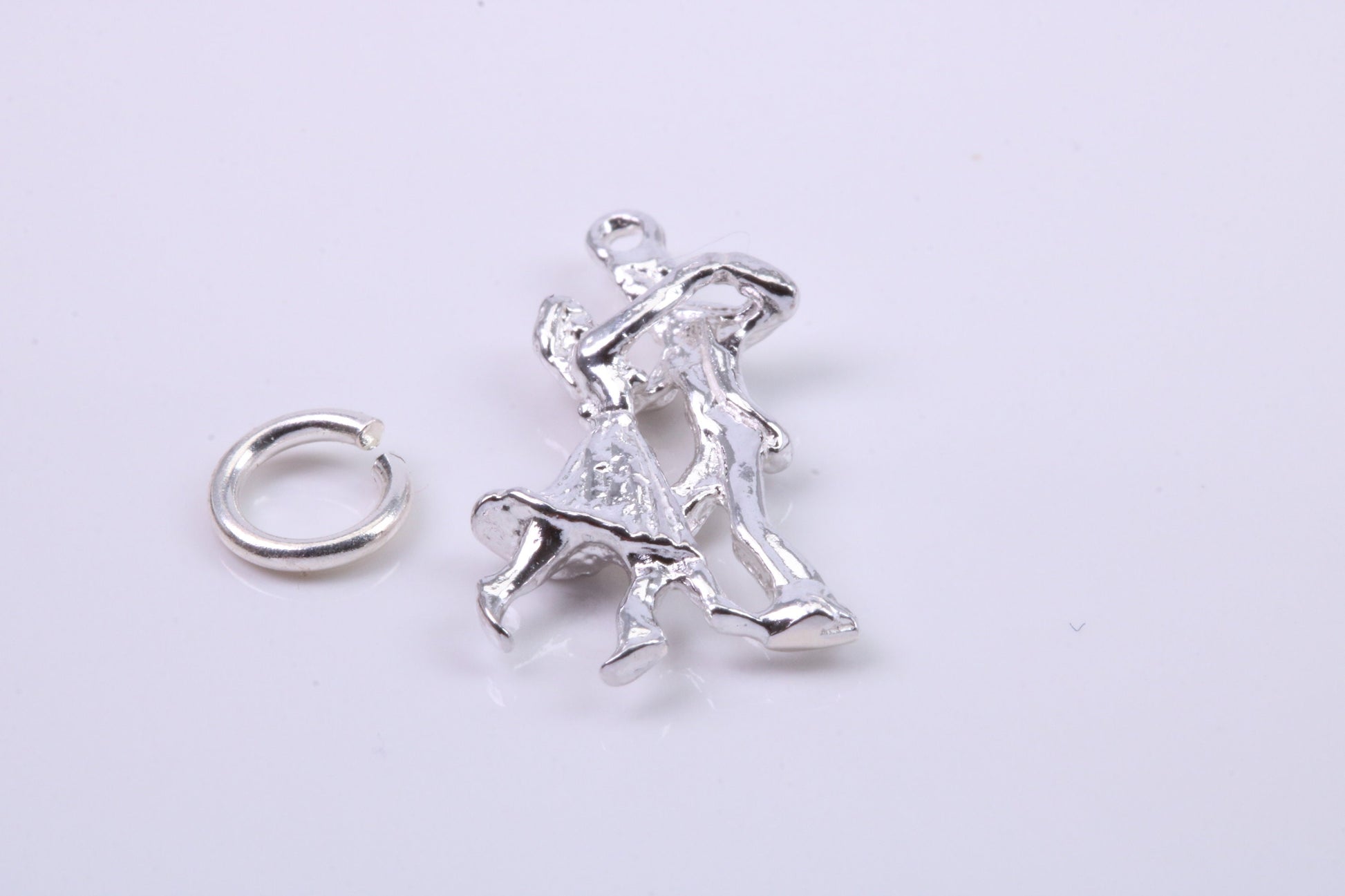 Waltzing Couple Charm, Traditional Charm, Made from Solid 925 Grade Sterling Silver, Complete with Attachment Link