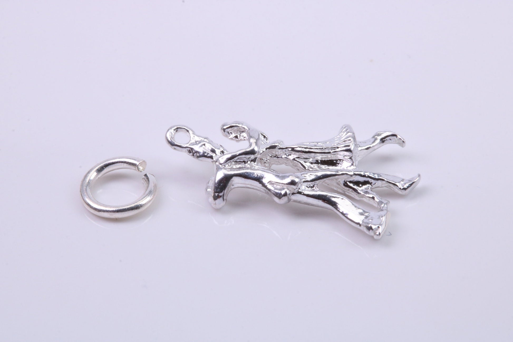 Waltzing Couple Charm, Traditional Charm, Made from Solid 925 Grade Sterling Silver, Complete with Attachment Link