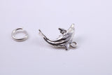 Dolphin Charm, Traditional Charm, Made from Solid 925 Grade Sterling Silver, Complete with Attachment Link