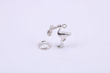 Flying Stork Delivering Baby Charm, Made from Solid Cast Silver, Complete with Attachment Link