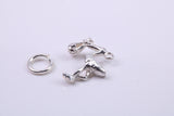 Flying Stork Delivering Baby Charm, Made from Solid Cast Silver, Complete with Attachment Link