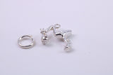 Flying Stork Delivering Baby Charm, Made from Solid Cast Silver, Complete with Attachment Link