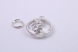 Gollum Charm, Made from Solid Cast Silver, Complete with Attachment Link