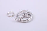 Gollum Charm, Made from Solid Cast Silver, Complete with Attachment Link