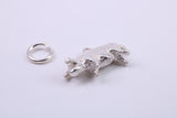 Farm Pig Charm, Made from Solid Cast Silver, Complete with Attachment Link