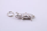 Farm Pig Charm, Made from Solid Cast Silver, Complete with Attachment Link