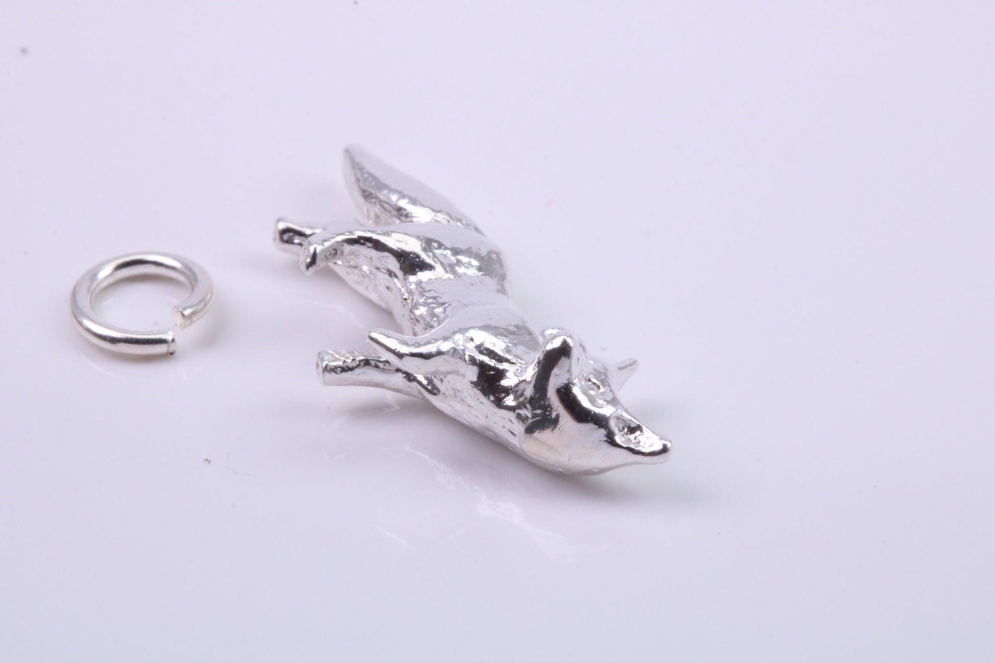 Fox Charm, Traditional Charm, Made from Solid 925 Grade Sterling Silver, Complete with Attachment Link