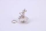 Gnome on Toadstool Charm, Made from Solid Cast Silver, Complete with Attachment Link