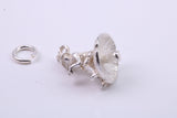 Gnome on Toadstool Charm, Made from Solid Cast Silver, Complete with Attachment Link