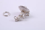 Gnome on Toadstool Charm, Made from Solid Cast Silver, Complete with Attachment Link