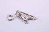 Harp Charm, Made from Solid Cast Silver, Complete with Attachment Link