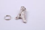 Harp Charm, Made from Solid Cast Silver, Complete with Attachment Link