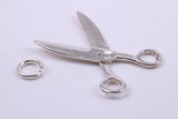 Scissors Charm, Made from Solid Cast Silver, Complete with Attachment Link