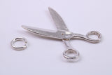 Scissors Charm, Made from Solid Cast Silver, Complete with Attachment Link