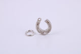 Good Luck Horse Shoe Charm, Made from Solid Cast Silver, Complete with Attachment Link