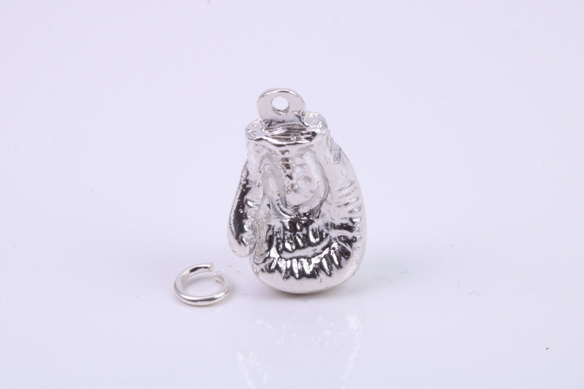 Heavy Boxing Glove Charm, Traditional Charm, Made from Solid 925 Grade Sterling Silver, Complete with Attachment Link