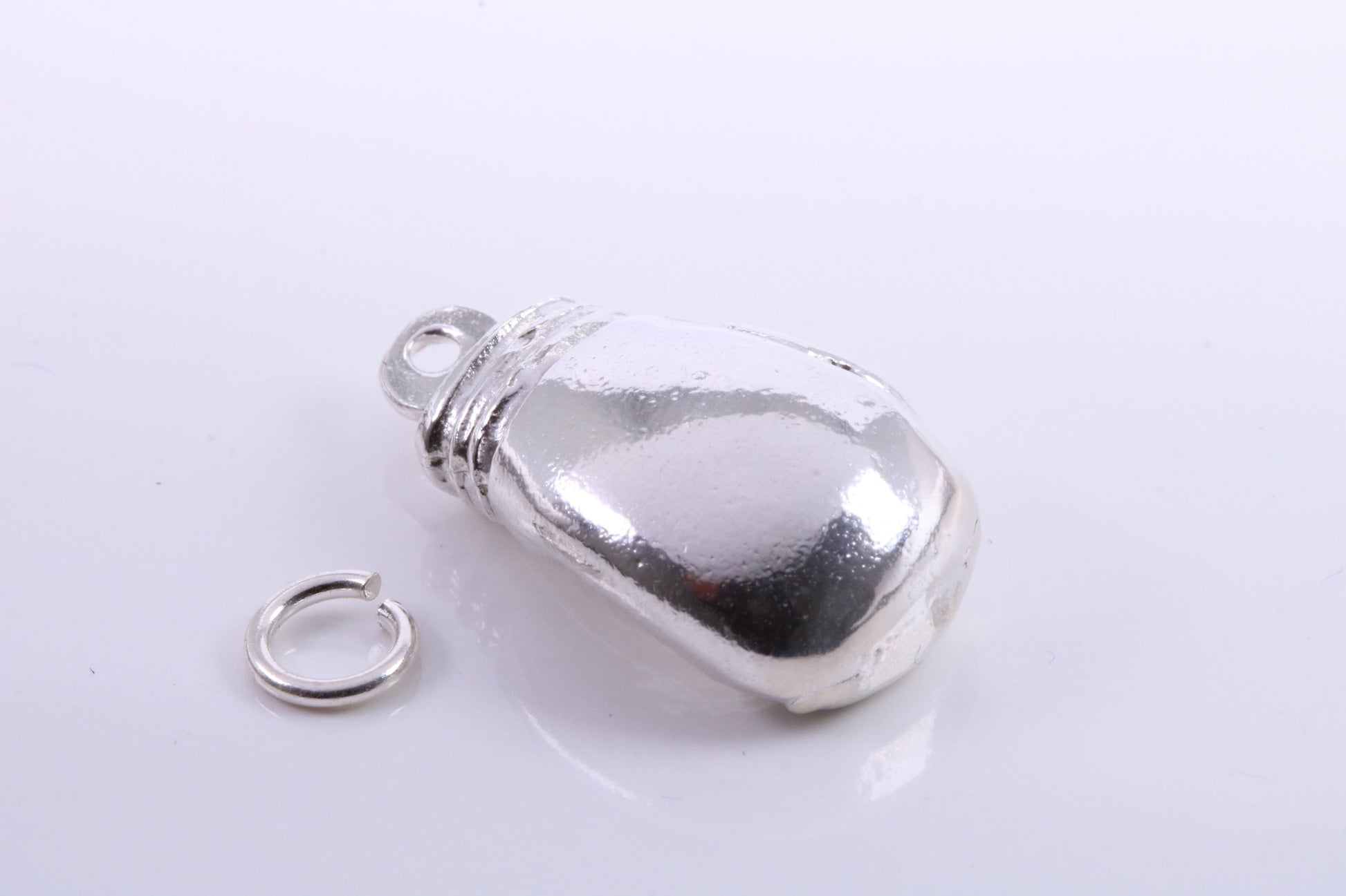 Heavy Boxing Glove Charm, Traditional Charm, Made from Solid 925 Grade Sterling Silver, Complete with Attachment Link