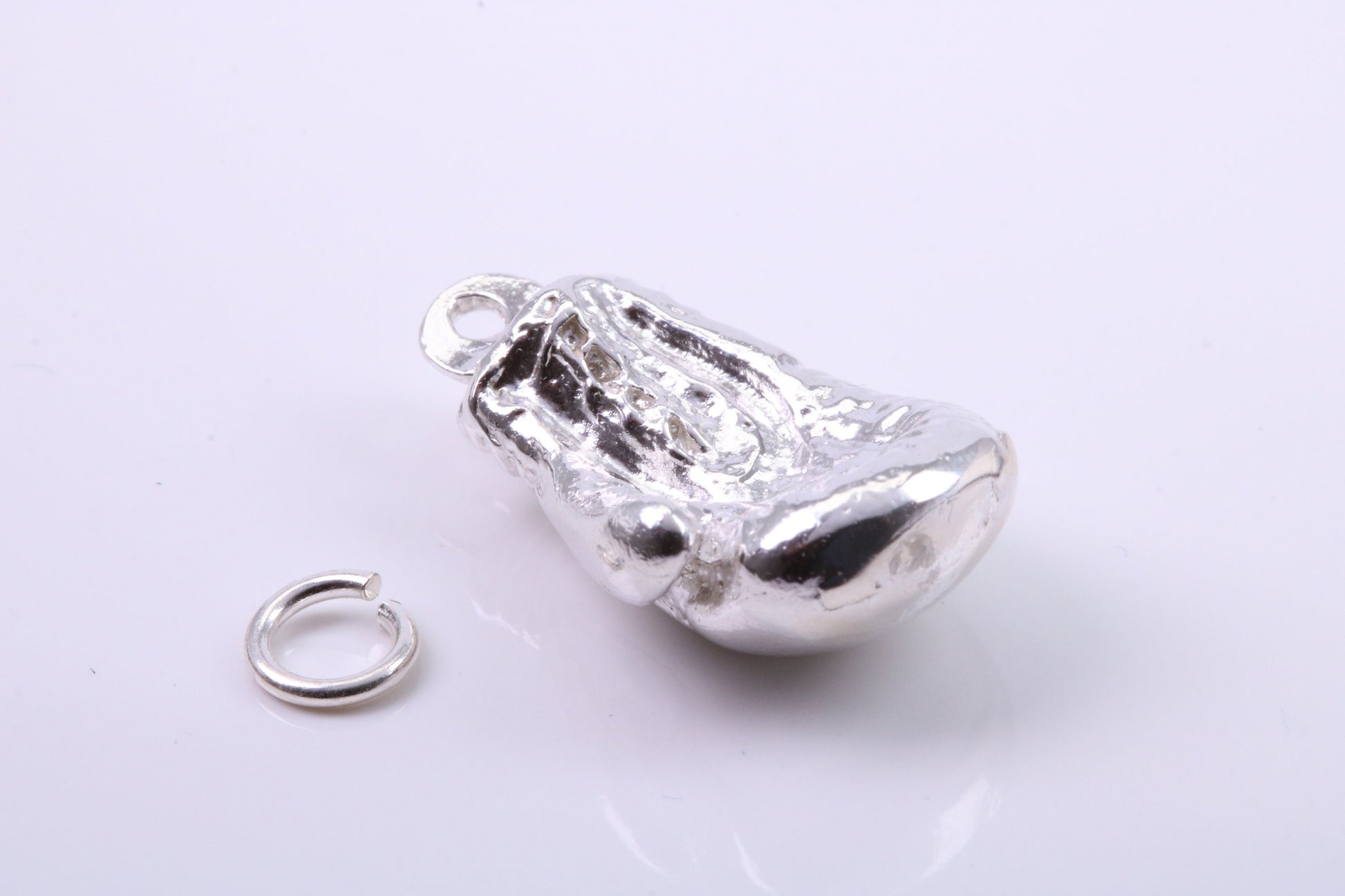 Heavy Boxing Glove Charm, Traditional Charm, Made from Solid 925 Grade Sterling Silver, Complete with Attachment Link