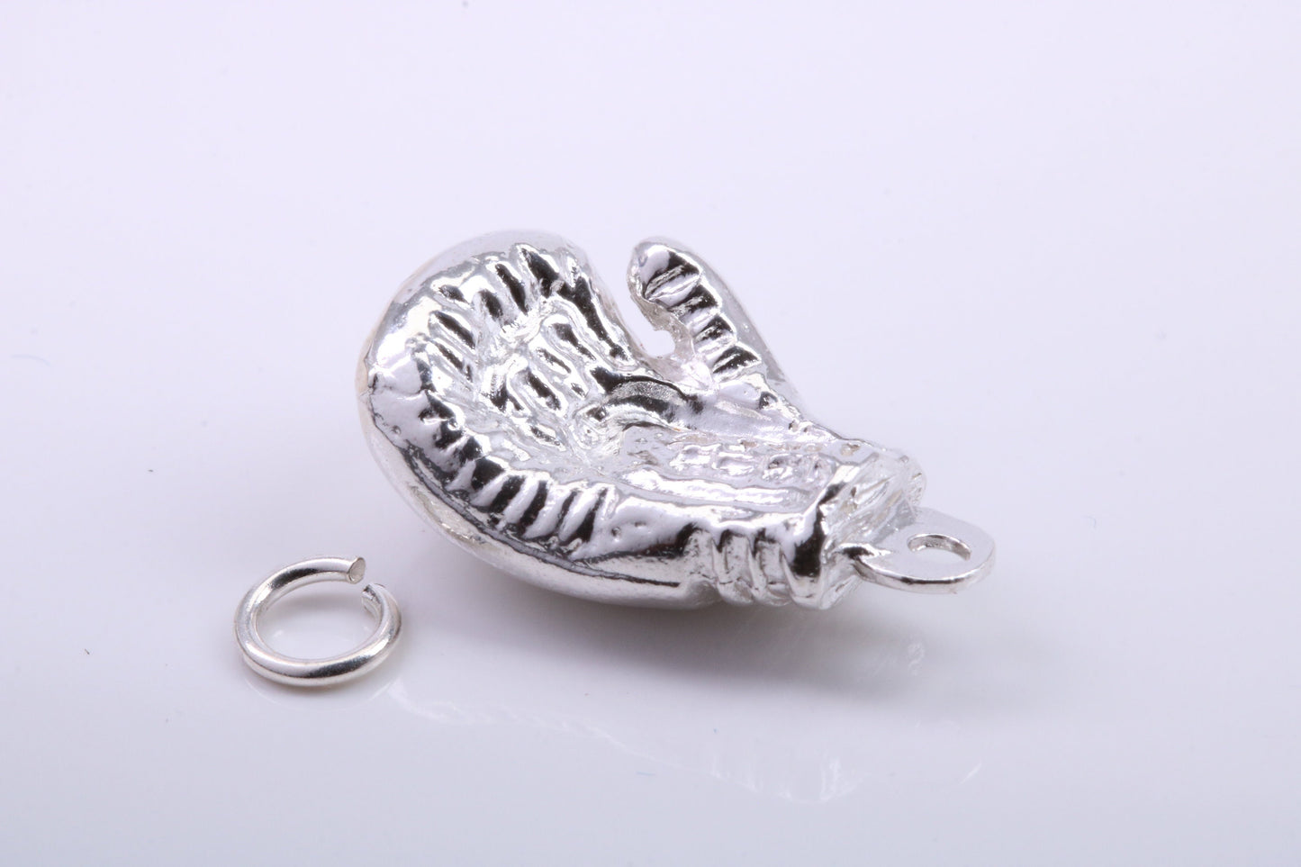 Heavy Boxing Glove Charm, Traditional Charm, Made from Solid 925 Grade Sterling Silver, Complete with Attachment Link