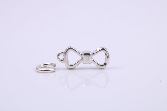 Bow Tie Charm, Traditional Charm, Made from Solid 925 Grade Sterling Silver, Complete with Attachment Link