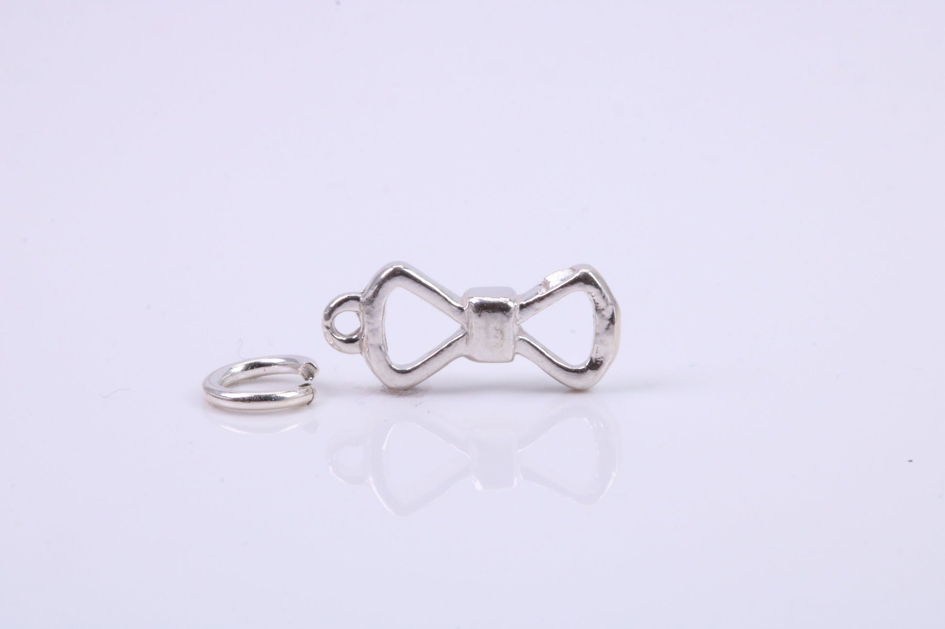 Bow Tie Charm, Traditional Charm, Made from Solid 925 Grade Sterling Silver, Complete with Attachment Link