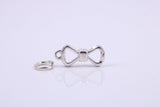 Bow Tie Charm, Made from Solid Cast Sterling Silver, Complete with Attachment Link