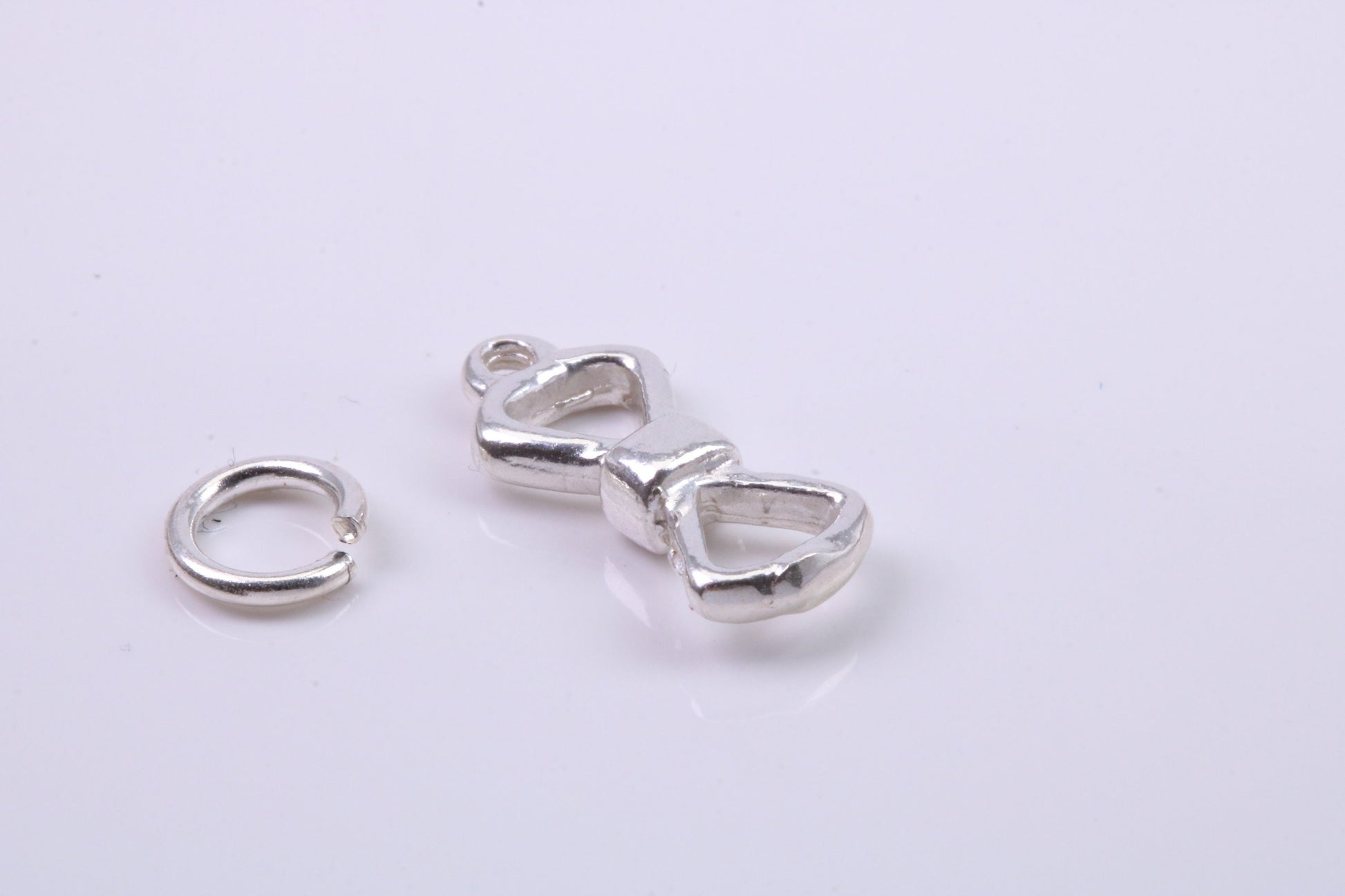 Bow Tie Charm, Traditional Charm, Made from Solid 925 Grade Sterling Silver, Complete with Attachment Link