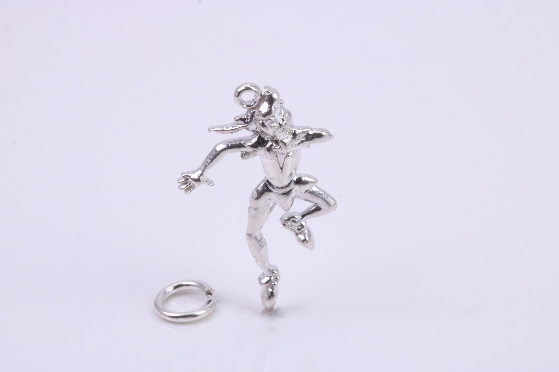 Court Jester Charm, Traditional Charm, Made from Solid 925 Grade Sterling Silver, Complete with Attachment Link