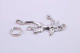 Court Jester Charm, Traditional Charm, Made from Solid 925 Grade Sterling Silver, Complete with Attachment Link