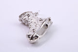Large Ski Boot Charm, Traditional Charm, Made from Solid Cast Silver, Complete with Attachment Link