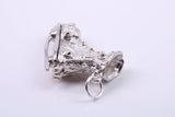 Large Ski Boot Charm, Traditional Charm, Made from Solid Cast Silver, Complete with Attachment Link