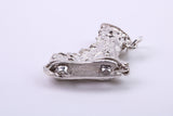 Large Ski Boot Charm, Traditional Charm, Made from Solid Cast Silver, Complete with Attachment Link