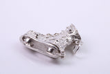 Large Ski Boot Charm, Traditional Charm, Made from Solid Cast Silver, Complete with Attachment Link