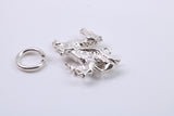 Welsh Dragon Charm, Made from Solid Cast Silver, Complete with Attachment Link