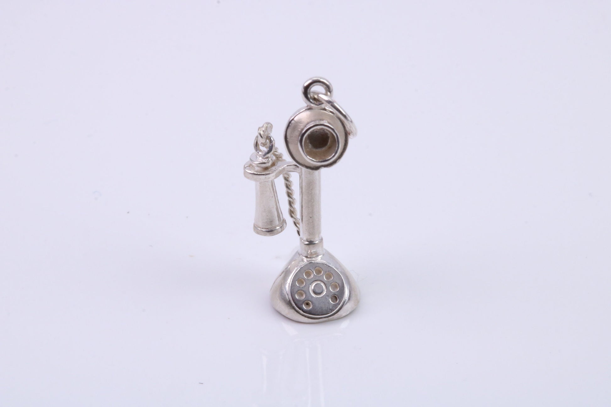 Vintage Phone Charm, Traditional Charm, Made from Solid 925 Grade Sterling Silver, Complete with Attachment Link